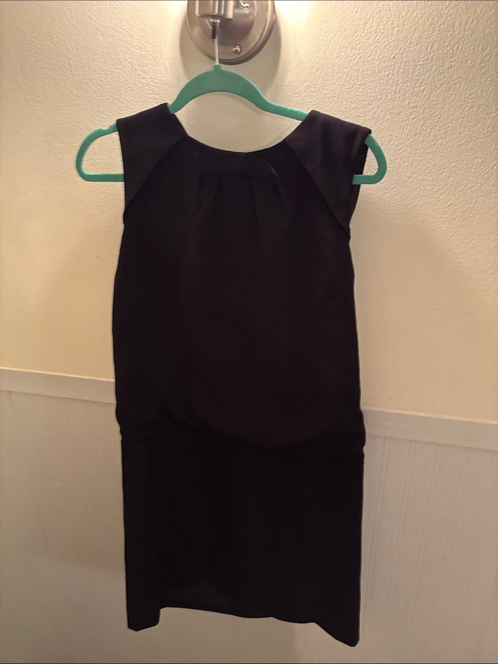 Ann Taylor Black Sleeveless Mini Dress with Front Bow
